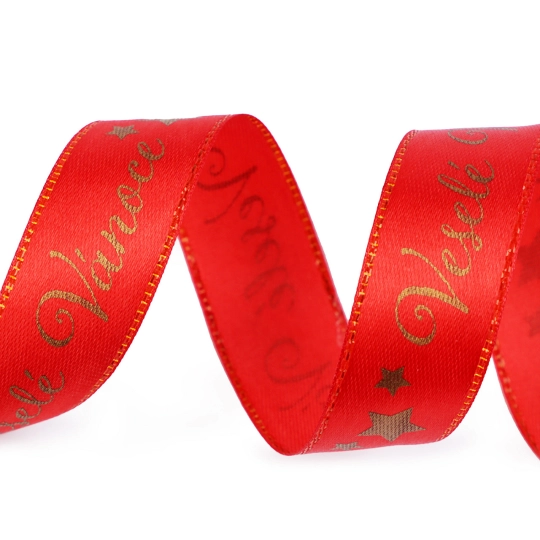 Satin Ribbon Merry Christmas, width 20 mm - 18 m | Mimib