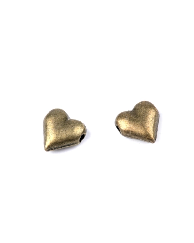 Mărgele metalice inimioară, 8x8 mm - 10 buc. | Mimib