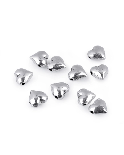 Mărgele metalice inimioară, 8x8 mm - 10 buc. | Mimib