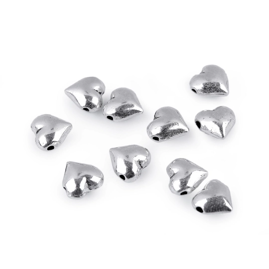 Mărgele metalice inimioară, 8x8 mm - 10 buc. | Mimib