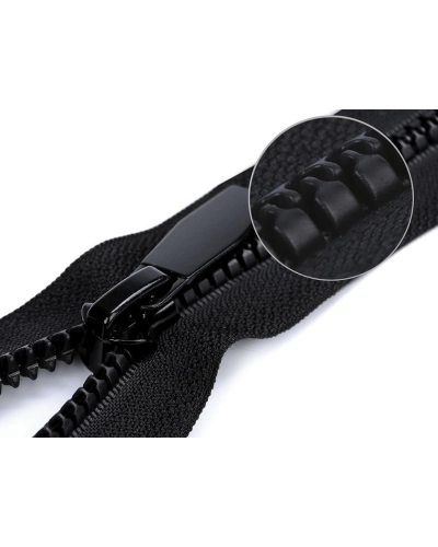 Kostený zips No 5 dĺžka 60 cm okrúhle zúbky, s ozdobným bežcom - 1 ks