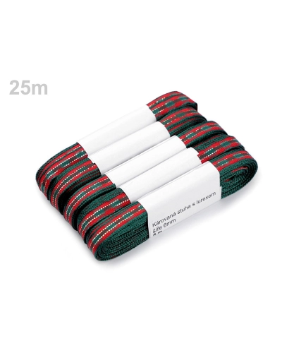 Panglică în carouri cu fir lame, lățime 6 mm - 5 m | Mimib