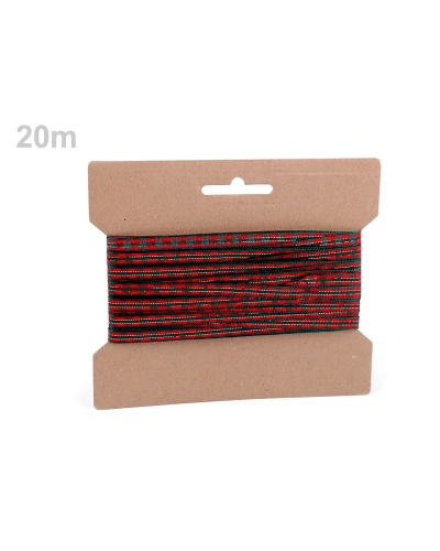 Panglică în carouri cu fir lame, lățime 6 mm - 5 m | Mimib