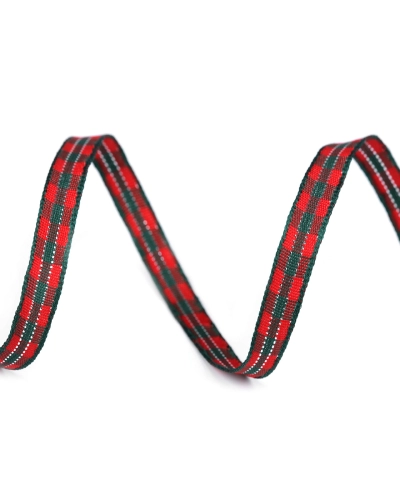 Panglică în carouri cu fir lame, lățime 6 mm - 5 m | Mimib
