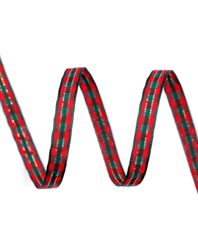 Panglică în carouri cu fir lame, lățime 6 mm - 5 m | Mimib