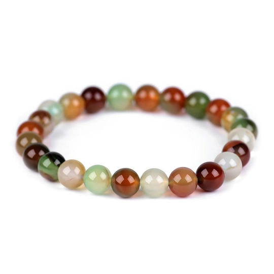 Brăţară cu mărgele minerale agat multicolor - 1 buc. | Mimib