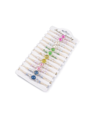 Brățară Shamballa cu mărgele și floare - 1 buc. | Mimib