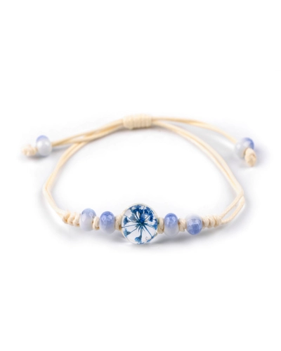 Brățară Shamballa cu mărgele și floare - 1 buc. | Mimib