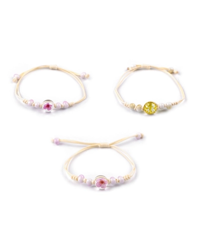 Brățară Shamballa cu mărgele și floare - 1 buc. | Mimib