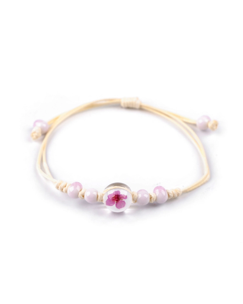 Brățară Shamballa cu mărgele și floare - 1 buc. | Mimib