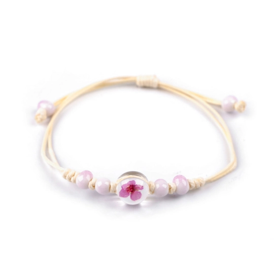 Brățară Shamballa cu mărgele și floare - 1 buc. | Mimib