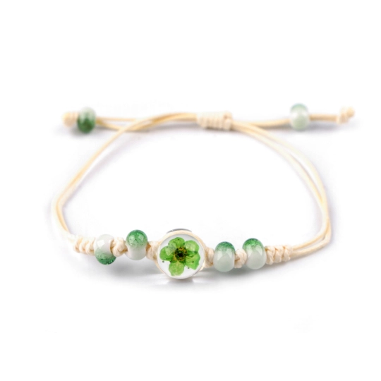 Brățară Shamballa cu mărgele și floare - 1 buc. | Mimib