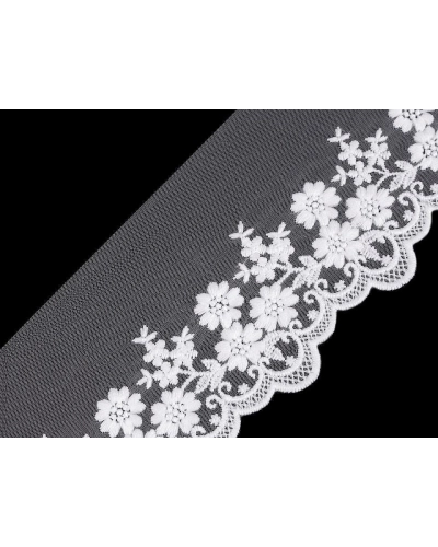 Dantelă brodată pe organza, lățime 90 mm - 13.5 m | Mimib