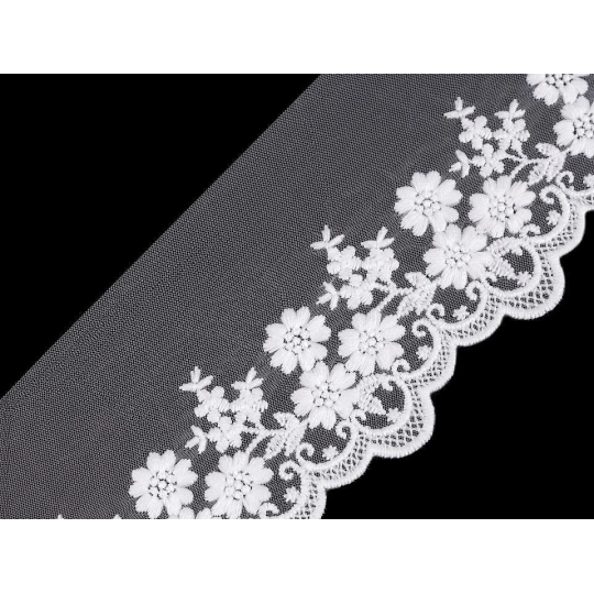 Dantelă brodată pe organza, lățime 90 mm - 13.5 m | Mimib
