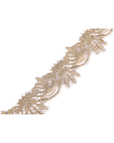 Dantelă brodată cu Lurex, lățime 64 mm - 1 m | Mimib