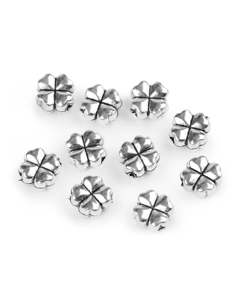 Accesoriu / Ornament metalic trifoi, 8x8 mm - 10 buc. | Mimib