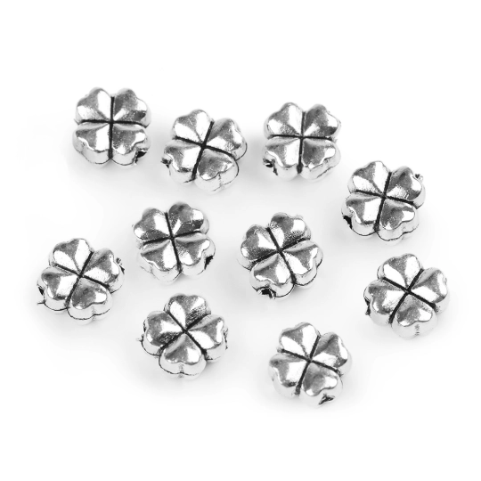 Accesoriu / Ornament metalic trifoi, 8x8 mm - 10 buc. | Mimib
