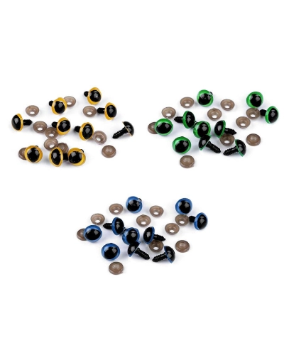 Ochi de pisică pentru jucării cu dispozitiv de siguranță, Ø14 mm - 10 set | Mimib