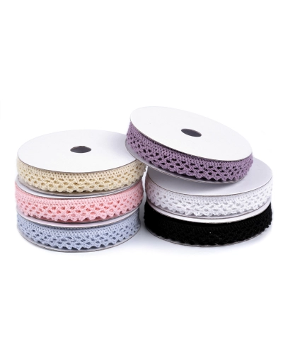 Dantelă bumbac croşetată, lățime 12 mm - 5 m | Mimib