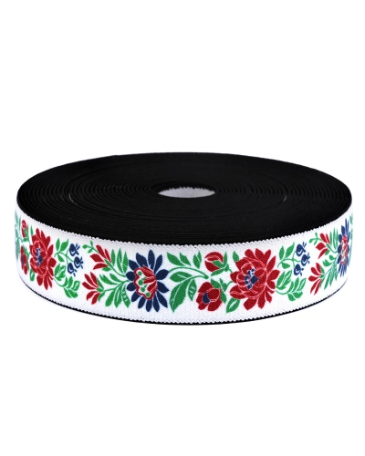 Elastic lat cu motiv floral, lățime 40 mm - 1 m | Mimib