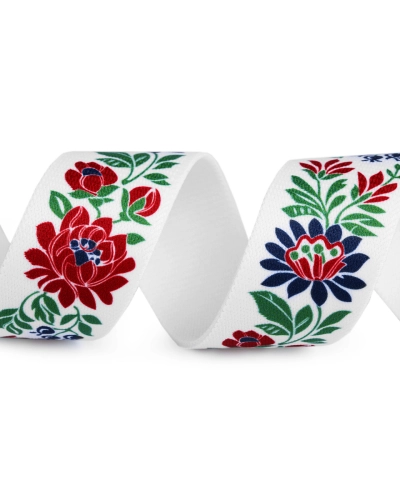 Elastic lat cu motiv floral, lățime 40 mm - 1 m | Mimib