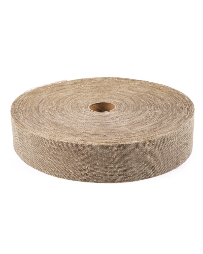 Panglică imitație iută cu sclipici, lățime 60 mm - 1 m | Mimib
