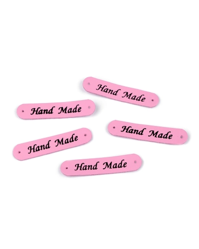 Nášivka / štítok z eko kože Hand Made 10x48 mm - 5 ks | Mimib