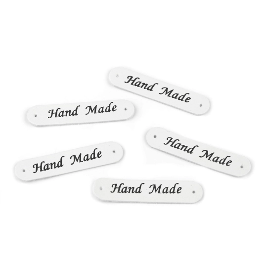 Nášivka / štítok z eko kože Hand Made 10x48 mm - 5 ks | Mimib