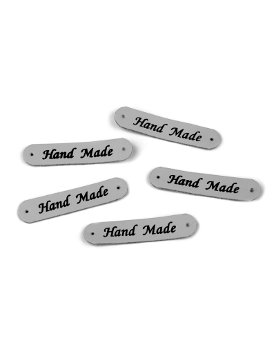 Nášivka / štítok z eko kože Hand Made 10x48 mm - 5 ks | Mimib