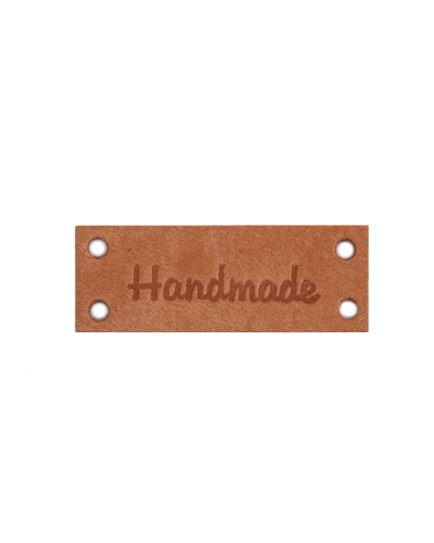 Kožená ceduľka / štítok Handmade, With love 16x44 mm - 1 ks