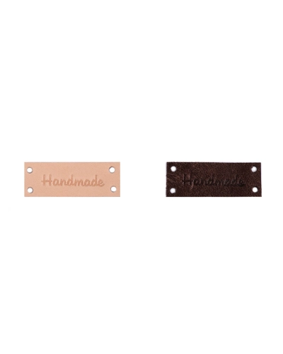 Eticheta din piele Handmade, With love 16x44 mm - 1 buc. | Mimib