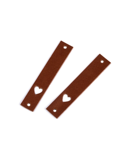 Etichetă din piele inimă 12x70 mm - 1 buc. | Mimib