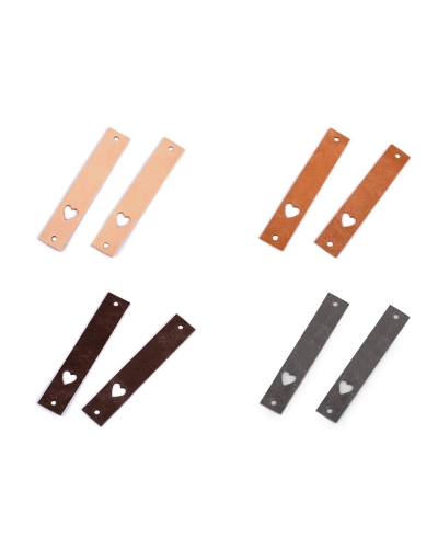 Etichetă din piele inimă 12x70 mm - 1 buc. | Mimib
