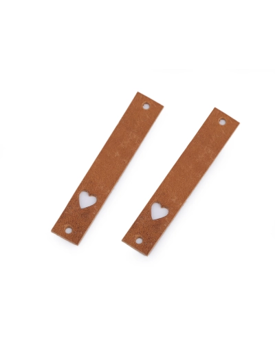 Etichetă din piele inimă 12x70 mm - 1 buc. | Mimib