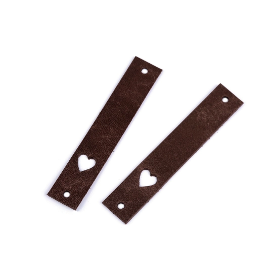Etichetă din piele inimă 12x70 mm - 1 buc. | Mimib
