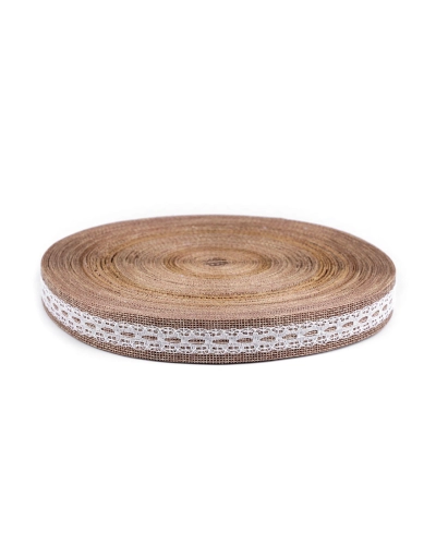 Panglică de iută cu dantelă lățime 25 mm - 1 m | Mimib