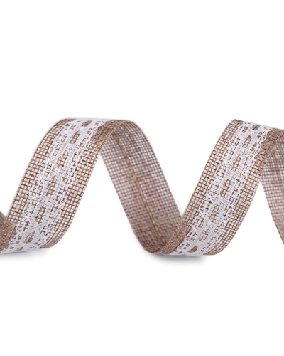 Panglică de iută cu dantelă lățime 25 mm - 1 m | Mimib