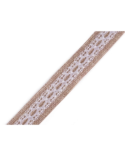 Panglică de iută cu dantelă lățime 25 mm - 1 m | Mimib