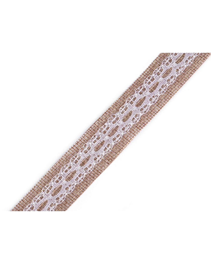 Panglică de iută cu dantelă lățime 25 mm - 1 m | Mimib