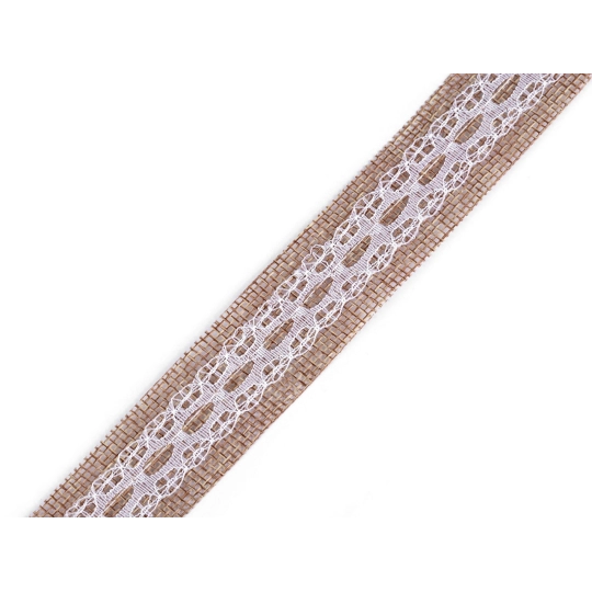 Panglică de iută cu dantelă lățime 25 mm - 1 m | Mimib