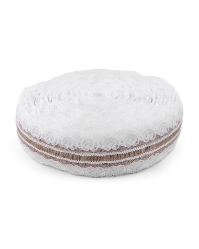 Panglică de iută cu dantelă lățime 55 mm - 1 m | Mimib