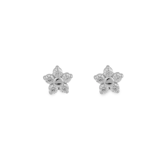 Cercei din oțel inoxidabil cu strasuri floare - 1 pereche | Mimib