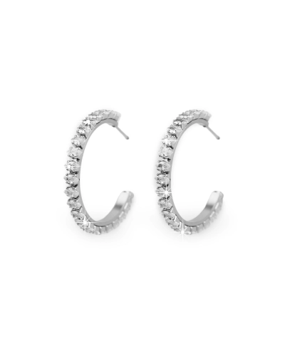 Cercei cerc din oțel inoxidabil cu strasuri - 1 pereche | Mimib