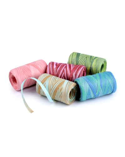 Lyko rafia prírodné multicolor, na pletenie tašiek, šírka 5-8 mm - 1 ks