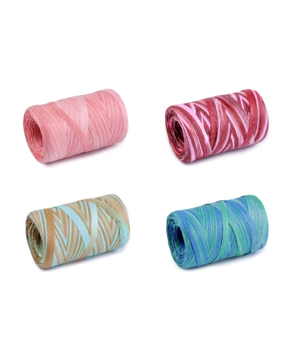 Rafie pentru impletit genti - multicolor natural, latime 5-8 mm - 1 buc. | Mimib