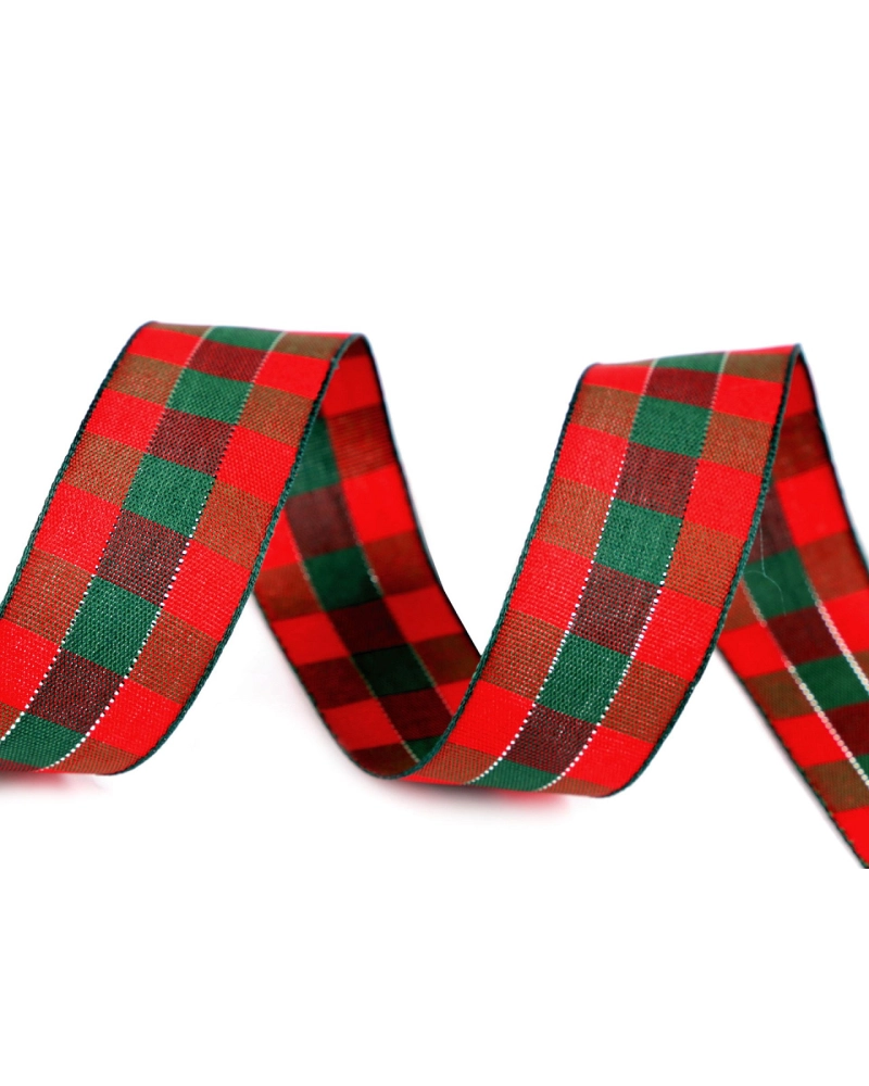 Panglica in carouri cu lurex latime 25 mm - 1 m | Mimib