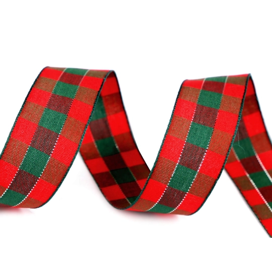 Panglica in carouri cu lurex latime 25 mm - 1 m | Mimib