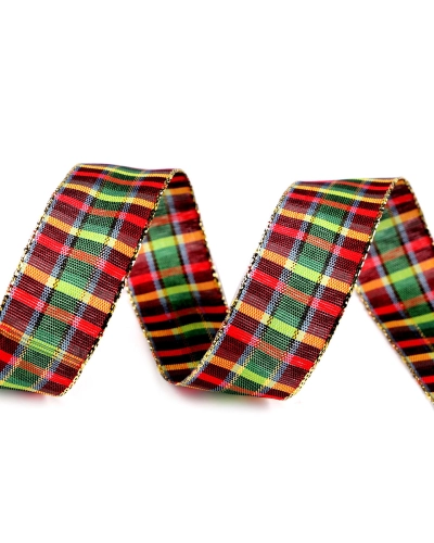 Panglica in carouri cu lurex latime 25 mm - 1 m | Mimib