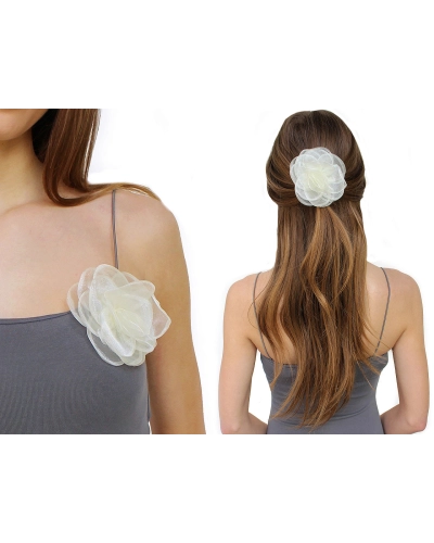 Brosa / podoaba capilara floare din organza Ø10,5 cm - 1 buc. | Mimib