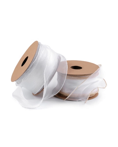 Panglica din organza cu luciu sidefat si lurex latime 50 mm - 22.5 m | Mimib